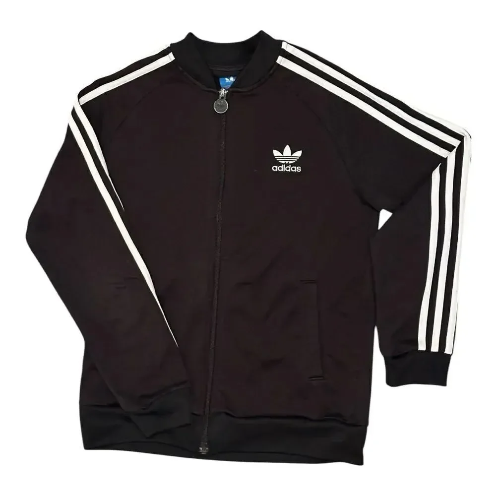 Adidas Track Jacket Boys Size Medium Black